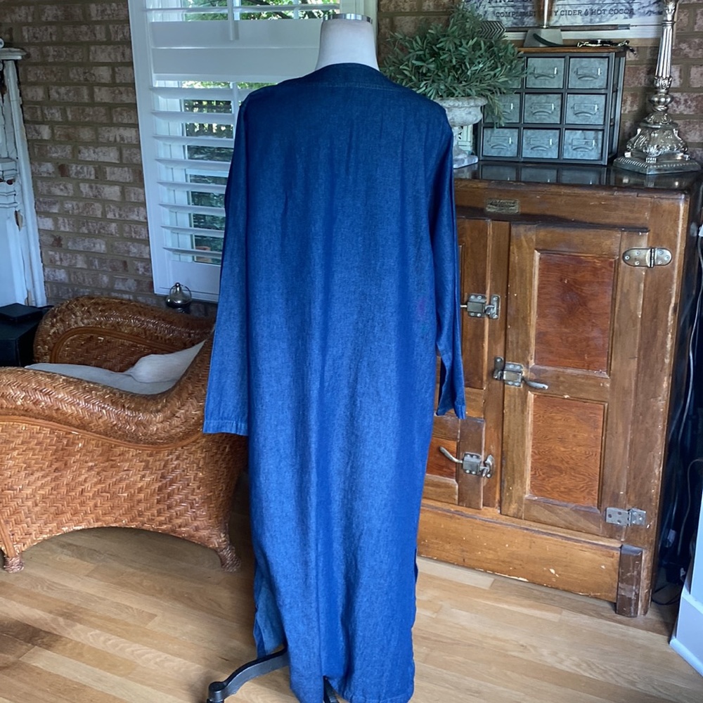J. Peterman Indigo Blue V-Neck Maxi Dress - Picture 3 of 8